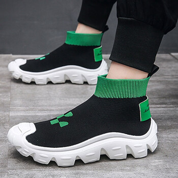 ucoc轻奢 飞织鞋男袜子鞋休闲舒适软底软面透气潮鞋时尚 中帮鞋青年