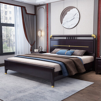 映巢(yingchao)双人床实木床新中式双人婚床现代简约主卧包床高箱床