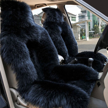 纯羊毛汽车坐垫保暖座椅套冬季毛绒秋冬季车垫通用长毛垫新款座垫 黑色五座坐垫 速腾迈腾途观昂科威汉兰达朗逸博越天籁锐界