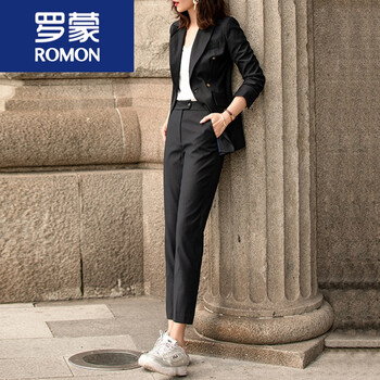休闲小西装女套装气质黑色西服正装女时尚ol职业装 西装 西裤 s