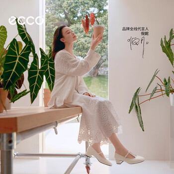 爱步（ECCO）七夕单鞋女 26年夏季轻奢商务通勤羊皮浅口粗跟高跟鞋 丽芙250613 冰白色25061301017 37