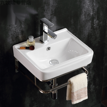 gulaideng小户型挂墙式洗手盆不锈钢支架盆卫生间壁挂式洗脸面盆小