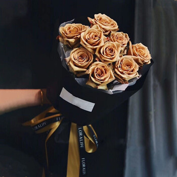 岚黛 鲜花同城配送10朵太妃糖玫瑰花束生日礼物纪念日创意小众精品