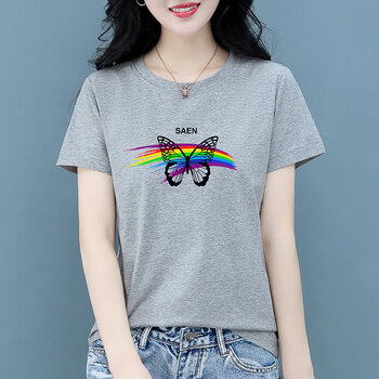 银研雪短袖t恤女纯棉短袖t恤女夏季2022年新款薄款夏装短款宽松半袖