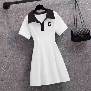 fiery youthpolo领连衣裙女夏季新款收腰修身显瘦遮肉a字包臀裙时尚