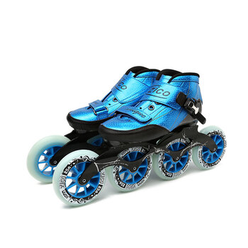 速滑鞋zico竞速鞋大轮儿童可调节炭纤维轮滑鞋上鞋溜冰鞋 蓝色 45