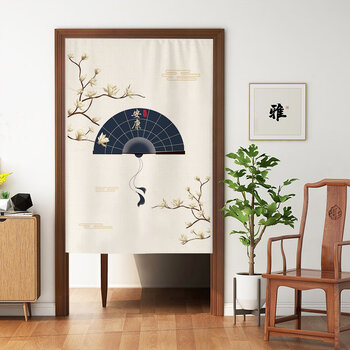 晟玉轩夏季新中式布艺中国风门帘隔断帘客厅卧室家用遮挡帘厨房卫生间