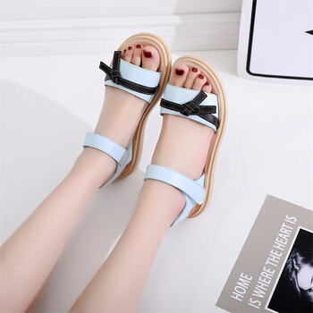 女童学生女孩子凉鞋中大童软底学生运动平底鞋6-18岁中大码 蓝色23款