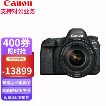 佳能（Canon） 6D2 全画幅单反相机 L级24-105标准镜头 EOS 6D Mark II 6d2+24-105F4 IS USM L级红圈头 套餐3：128G卡+三脚架+相机包+备用电池等