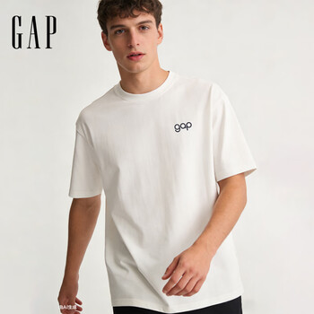 盖璞Gap男女装2026夏季新款logo印花宽松圆领短袖T恤上衣854722 白色 S (165/88A) 亚洲尺码