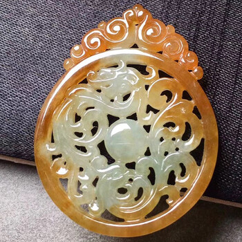 玉佳佳翡翠冰种雕花龙凤牌吊坠缅甸a货翡翠送礼生日礼物男女款尺寸