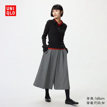 优衣库绒面针织裙裤女装/休闲裤裤子487618 06 铅灰色 M