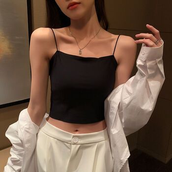 煜见妮2022新款夏季吊带背心女抹胸内衣带胸垫冰丝性感美背打底内搭可