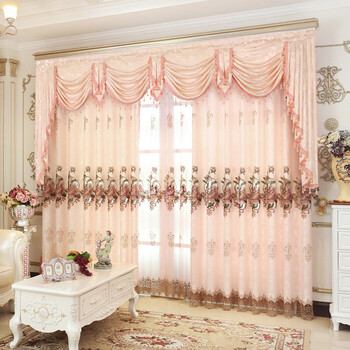 乱世佳人蓝光绣花窗帘布欧式水溶窗帘布料零剪 乱世佳咖色布