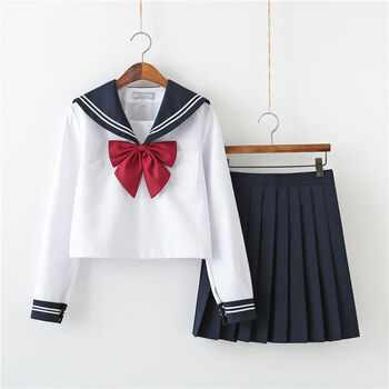 学院风班校服套装白色二本水手服裙套装 长袖 短裙45cm(送) 2xl