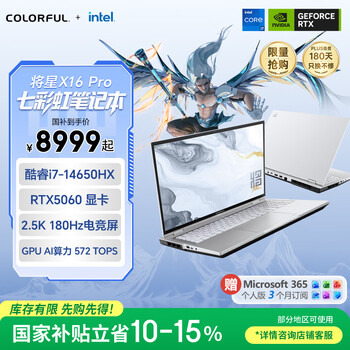 七彩虹将星X16 Pro(酷睿i7-14650HX RTX5060 16GB 512GB)