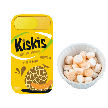 酷滋kiskis无糖薄荷糖网红休闲零食哈密瓜味21g1盒