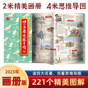 四大名著思维导图折页画册 中小学生中国古典文学名著漫画解读西游记红楼梦水浒传三国演义人物关系图