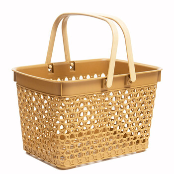 小号购物篮子手提长方形篮子塑料零食粉色加厚药房商场购物筐加厚中号