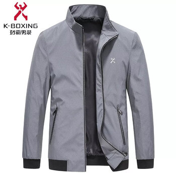 劲霸男装新款夹克衫男士外套上衣立领商务休闲潮百搭 8074灰色 170