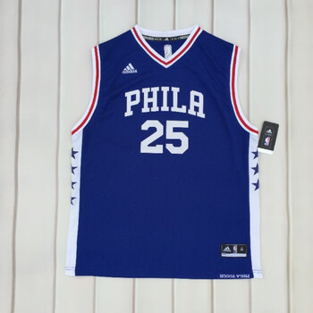 【青年版】费城76人西蒙斯球衣胶印美版25号篮球服 蓝色 支持贴吧鉴定