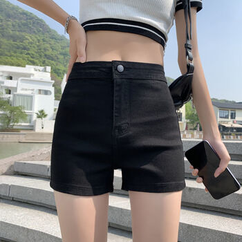积木猫黑色牛仔短裤女夏季辣妹紧身2023新款小个子a字弹力超短热裤
