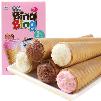 韩国进口九日欧巴熊冰淇淋草莓巧克力甜筒饼干53 4雪糕慕斯甜筒蛋卷筒夹心饼干休闲儿童零食品情人节礼物草莓味 图片价格品牌报价 京东