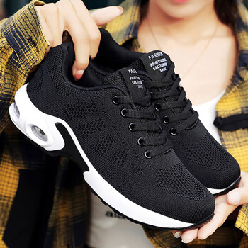 秋季女鞋运动鞋女网面透气黑色跑步鞋网鞋软底气垫旅游休闲鞋子黑色39