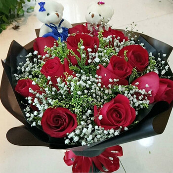 花束送闺蜜朋友老婆生日礼物鲜花全国花店同城配送上门11朵红玫瑰满天
