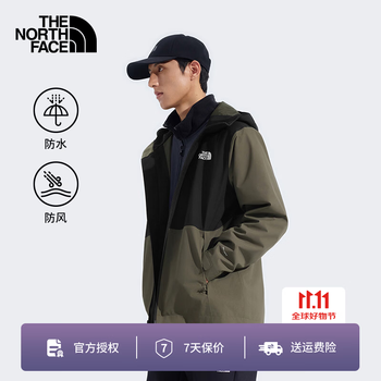 北面冲锋衣男防风防泼户外硬壳外套 8JSQ BQW 乌木绿/宇宙黑 M 170