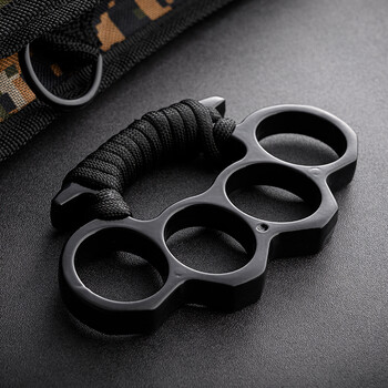 柠彩 防身便携式器材指虎四指拳套合法自卫用品摩瑞迪 黑色半绕绳款