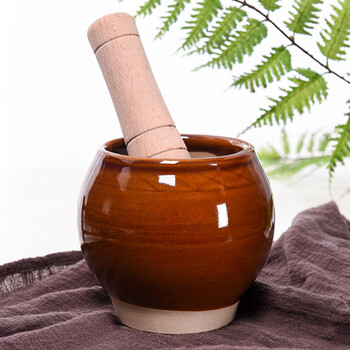 万园琦敲打对窑子兑罐捣碎辣椒老器子陶瓷盅捣大蒜石臼砸算型石头