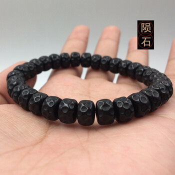 印尼老料椰蒂雕刻五福桶珠骷髅头天然原色手工椰壳陨石坑单圈手串