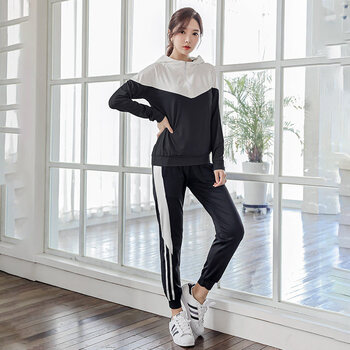 美蓓婷meibeiting新款瑜伽服套装宽松大码健身服秋冬户外晨跑步服速干