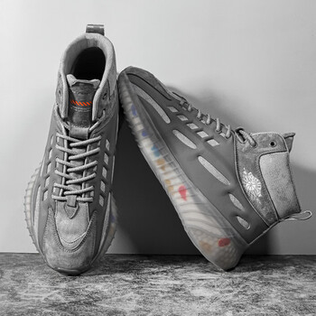 莆田男鞋男鞋椰子鞋子男春季百搭休闲男士球鞋潮鞋篮球运动高帮 灰色