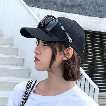 韩国飞行员眼镜棒球帽男女时尚潮人眼镜鸭舌帽子墨镜嘻哈帽子 黑色