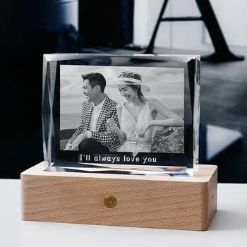 8寸水晶相框轻奢创意结婚纪念生日礼物摆台相册手工定制照片横款内雕