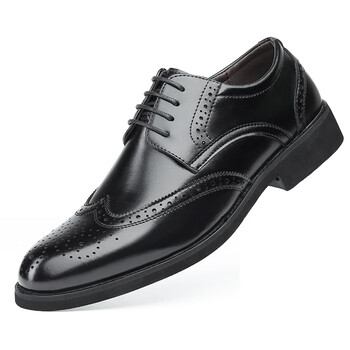 大东官方旗艦店皮鞋男韩版英伦潮流布洛克休闲商务秋季正装黑色结婚新