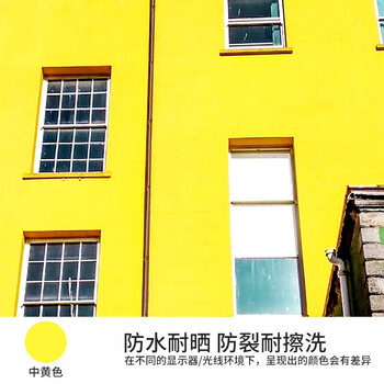 外墙防水墙面漆外墙涂料防晒室外彩色白色外墙油漆中黄色1l