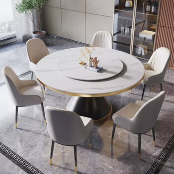 品灼 圆桌轻奢大理石餐桌椅组合圆桌现代简约圆形家用客厅厨房小户型