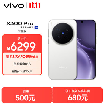 vivo X300 Pro 卫星通信版   16GB+512GB 简单白 蔡司2亿APO超级长焦 蓝图影像双芯 拍照 AI手机