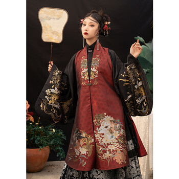 织造司吉羊止止明制汉服妆花马面裙比甲上袄织金新款套装织银暗纹织