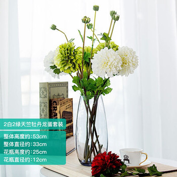 如一花开人工吹制彩色玻璃花瓶摆件富贵竹水培花器透明现代简约鲜花干花仿真花插花容器2白2绿天竺牡丹龙蛋套装 图片价格品牌报价 京东