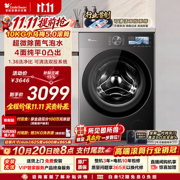 小天鹅（LittleSwan）小乌梅5.0跨代机皇 滚筒洗衣机全自动家用 10KG纯平全嵌 TG10EK60 1.36洗净比 国家补贴 京东自营