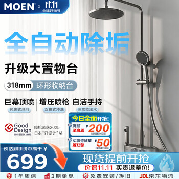 摩恩（MOEN）淋浴花洒套装贝拉枪灰色自动除垢四功能全套19244