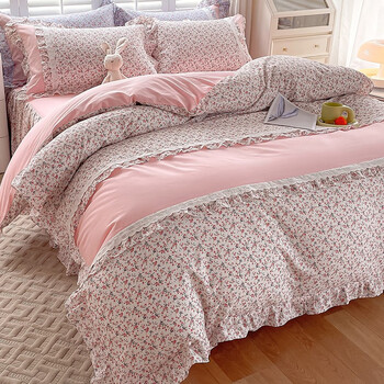 拉丁夫人公主风纯棉床上四件套柔软亲肤全棉床裙款法式碎花小清新田园