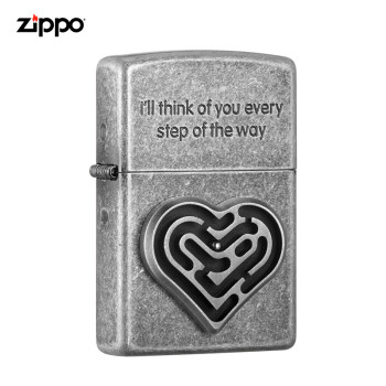 ZiPPO爱情迷宫-仿古银】之宝（ZIPPO）打火机心机迷-仿古银蚀刻+电镀+ 