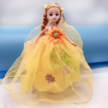 儿童玩具芭比娃娃可儿娃娃女洋娃娃单个公主婚纱娃娃小布娃娃 黄色
