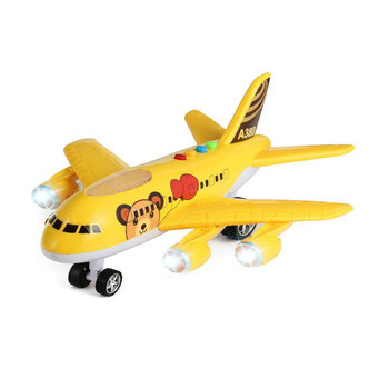 惯性大号儿童飞机音乐故事玩具 音乐惯性客机【1625】【黄色】大号