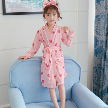 可以穿的浴巾儿童 可以穿浴巾儿童女童浴袍长袖春秋夏季儿童睡袍小孩